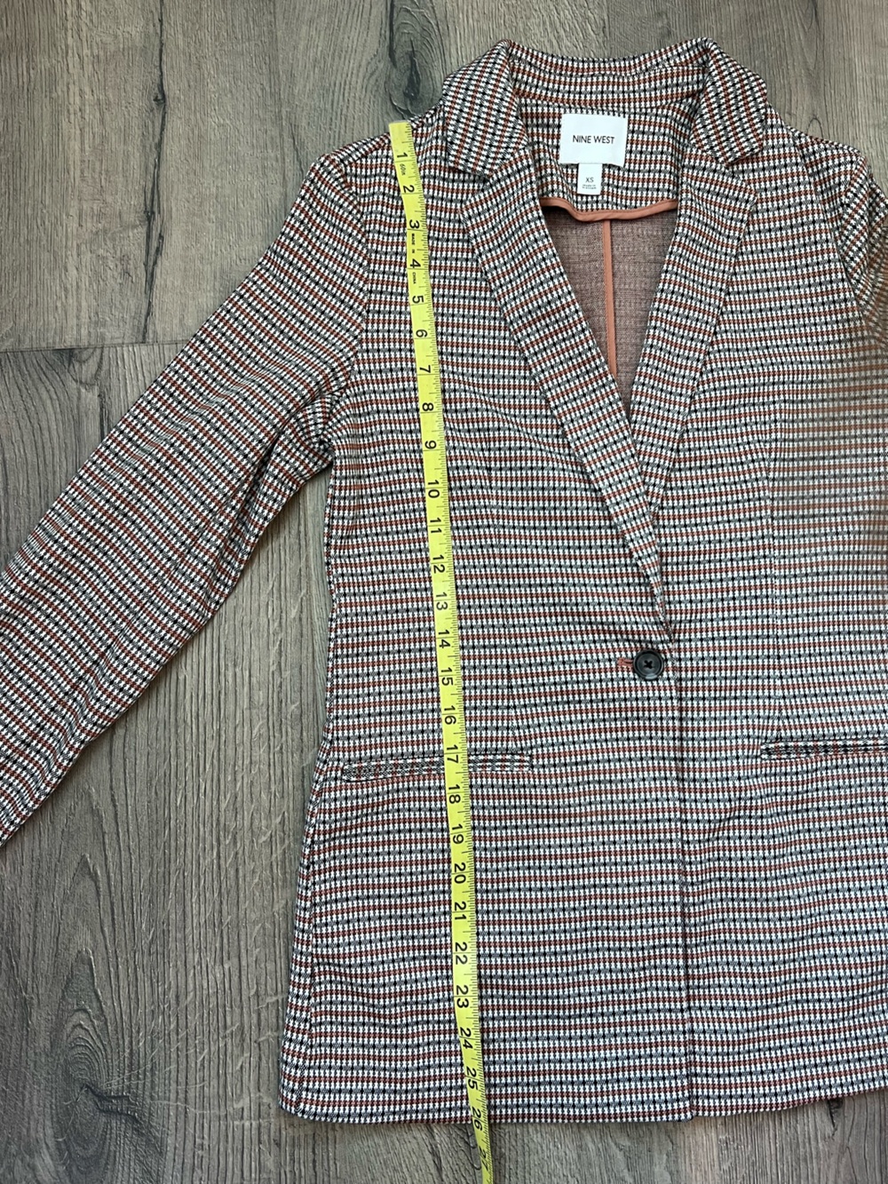 Nine West brown and Black Houndstooth Single-Button Blazer - Picture 6 of 9